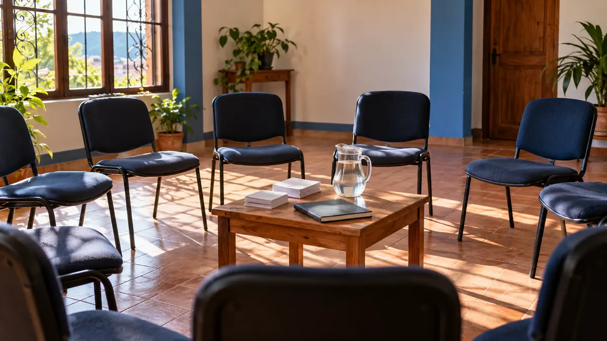 Objetos de una sala listos para una reunión